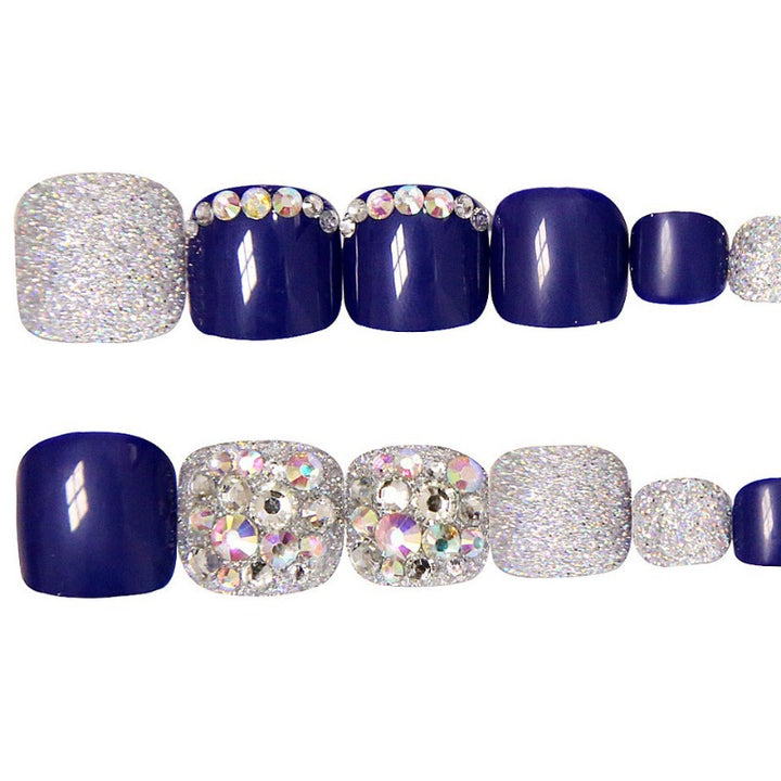 Glitzernde mit Strass akzentuierte Press-On Zehennägel Karnz