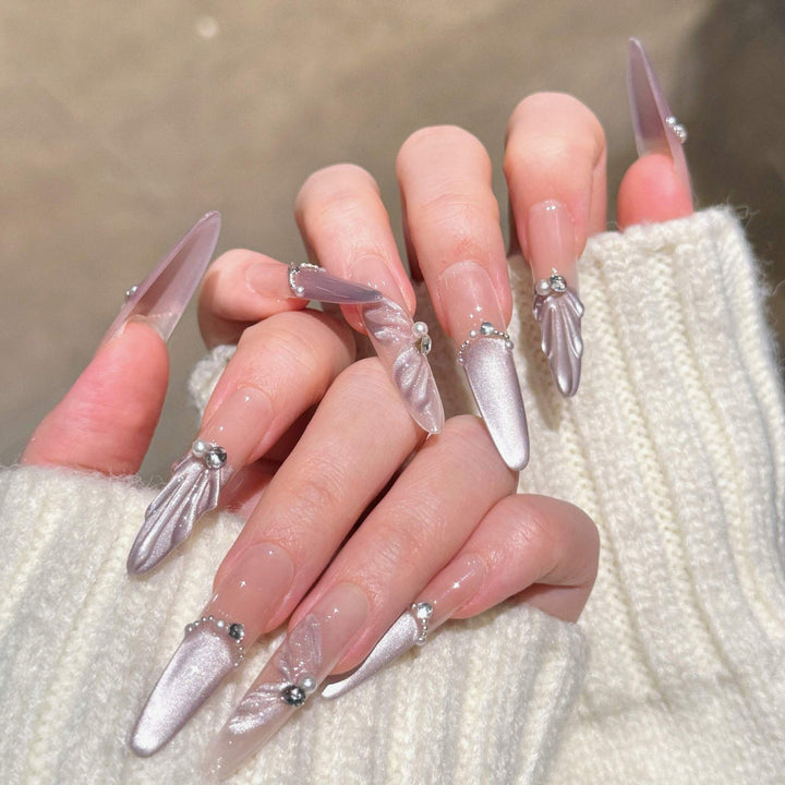 Dekorative 3D Kristall-verzierte Nagelkunstverlängerungen Karnz