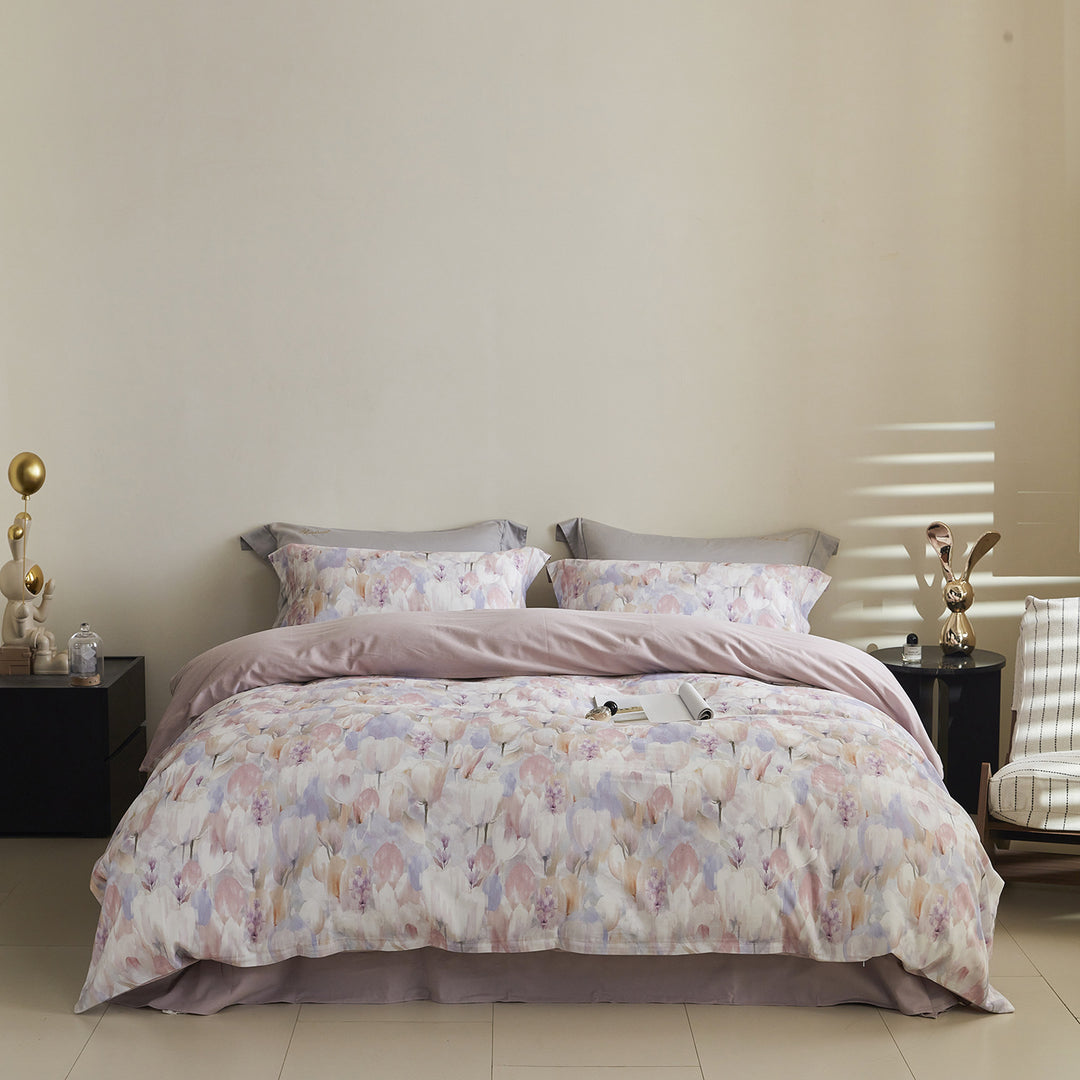 Ombre gestreiftes Baumwollsatin Bettbezug-Set