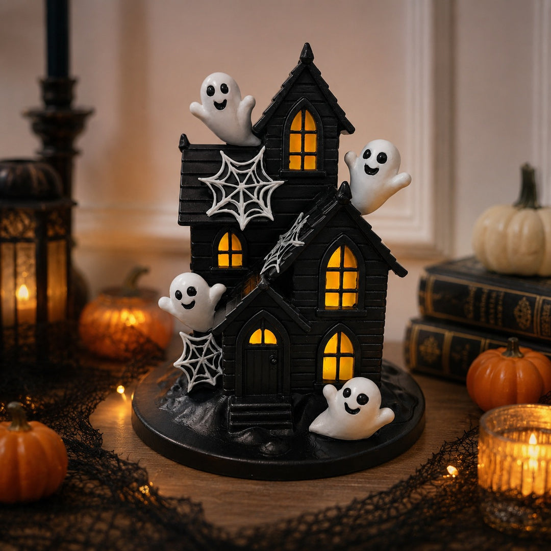 Halloween Dekohaus mit gruseligen Geistern Karnz