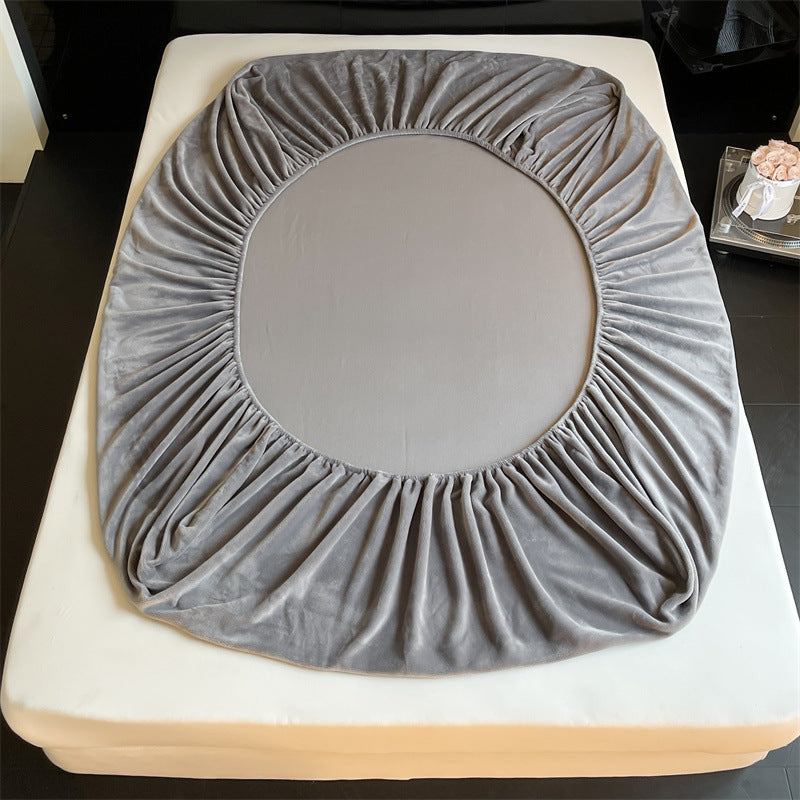 Samtvelours-Spannbettlaken mit extra tiefem Bund und elastischem Rundumgummi