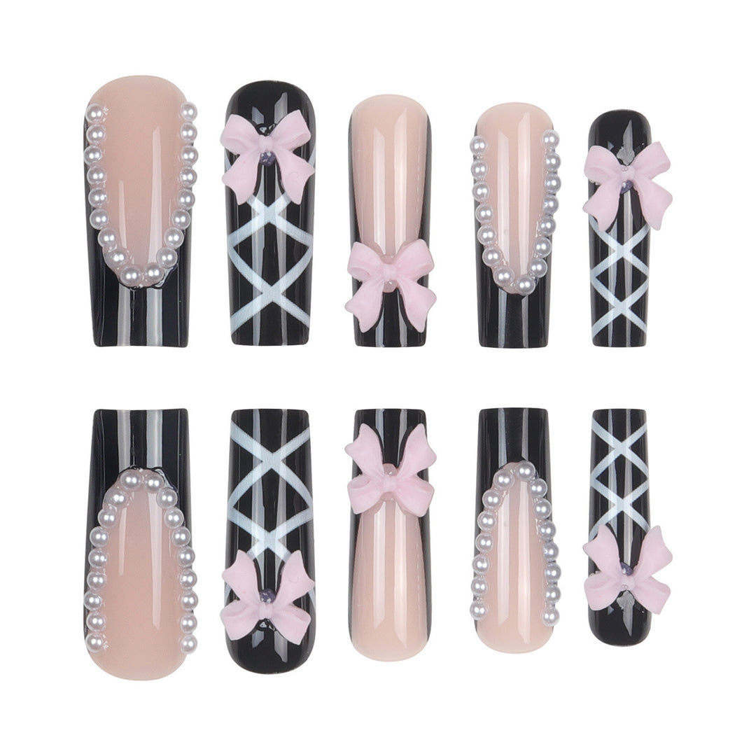 Künstlerisches Bogen-verziertes Stiletto-Nagelset Karnz