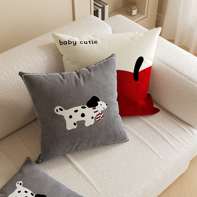 Minimalist Oversized Apple Graphic Linen-Blend Throw Pillow Cover with Hidden Zipper