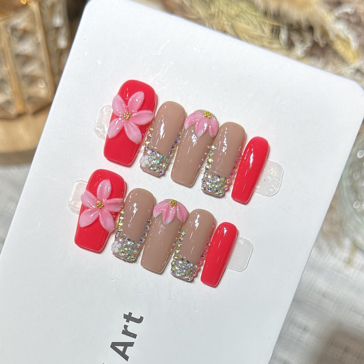 Dekoratives Floral Press-On Nagelkunstset Karnz 1788224002
