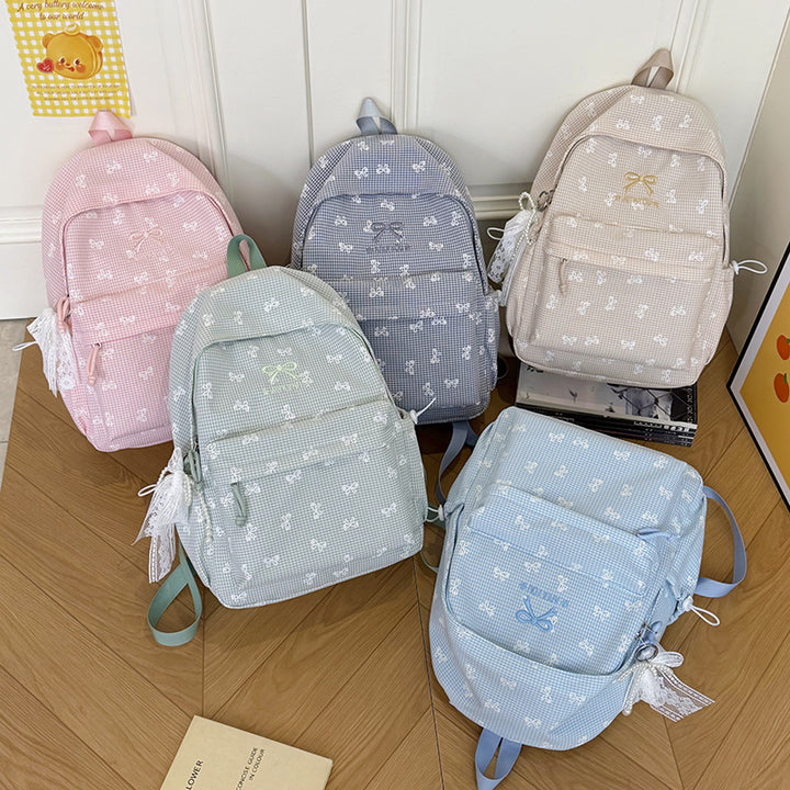 Charmanter Rucksack mit Schleifenverzierung im Gingham-Muster Karnz