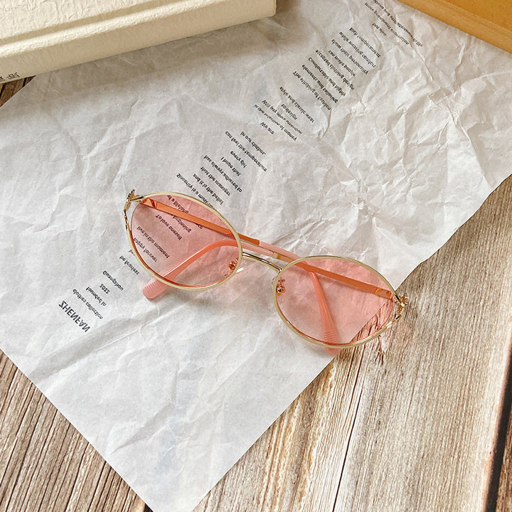 Runde Sonnenbrille mit Goldenen Akzenten Karnz