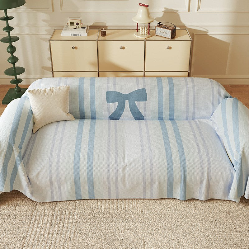 Reversible Stretch Sofa Slipcover with Pastel Cartoon Patchwork Texture