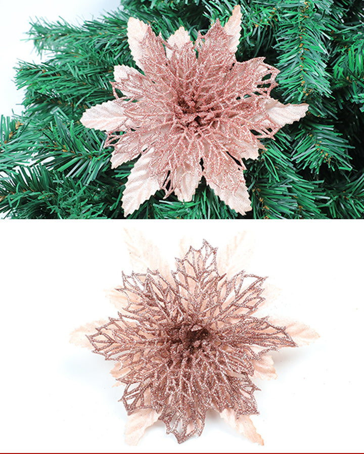 Glitzerndes Feiertags-Blumenakzent-Ornament Karnz