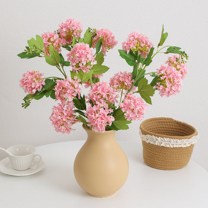 Künstlicher Hydrangeazweig mit lebhaften Blüten und detailreichen Blättern Karnz