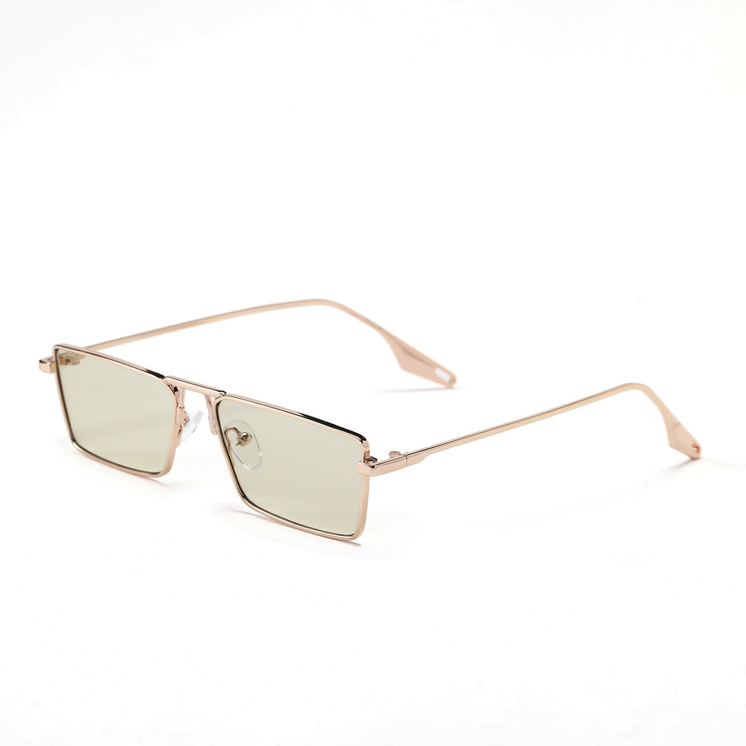 Damen elegante quadratische Sonnenbrille mit schmalem Metallrahmen und UV-Schutz Karnz