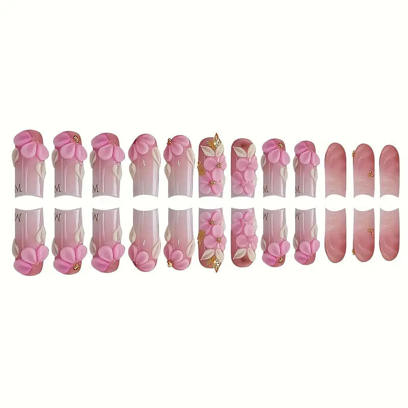 Floral-Accent Press-On Nail Art Karnz