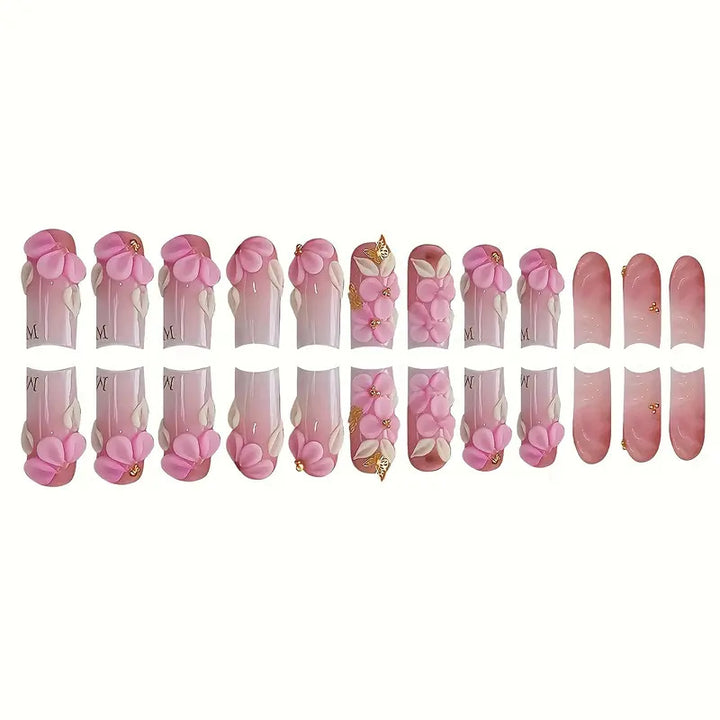 Floral-Accent Press-On Nail Art Karnz