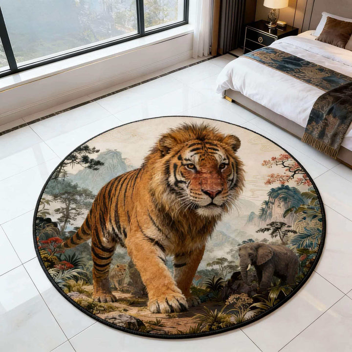 Künstlerischer Tiger-Themen runder Bereichsteppich