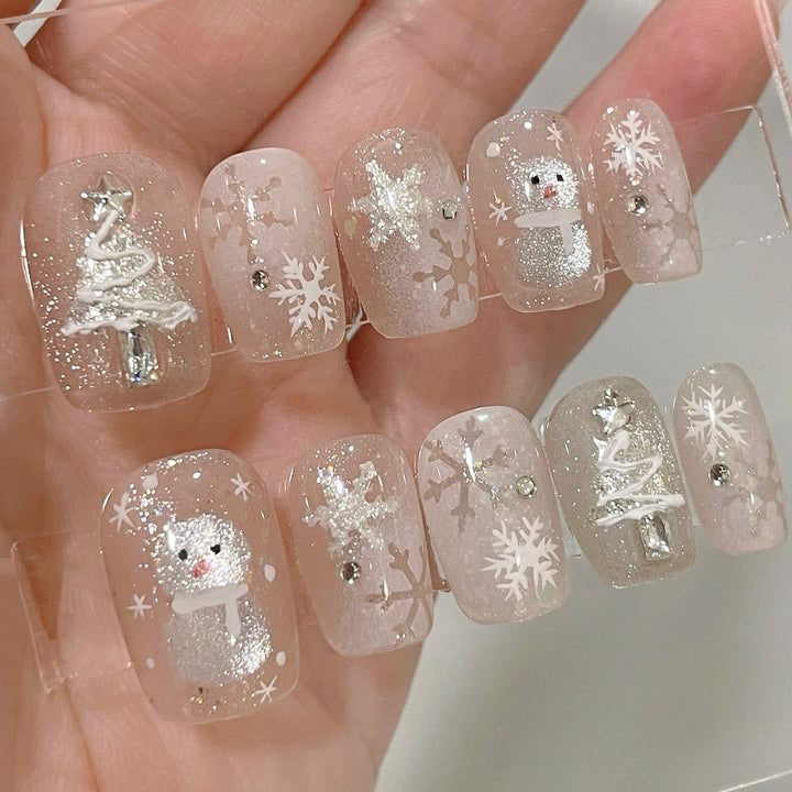 Künstlerisches, winterliches Press-On-Nagelset