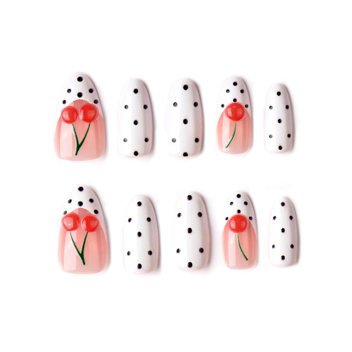 Kirschthema Druck-On Nagelkunst Set
