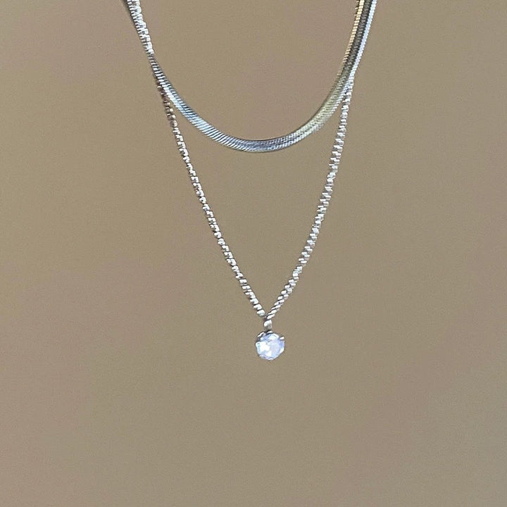 Eingeschichtete Silber Choker- und Anhängerkette Karnz