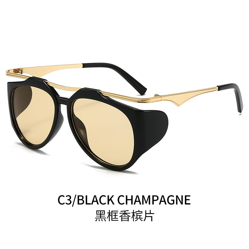 Damen Modische Sport-Sonnenbrille mit Oversized-Rahmen und goldenen Akzenten Karnz