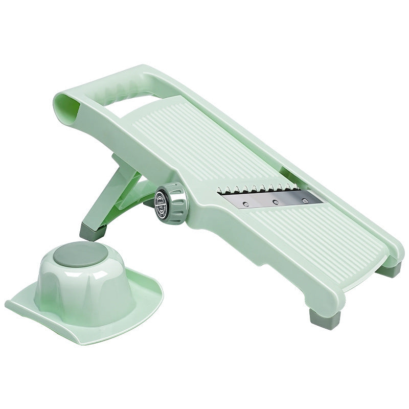 Adjustable Incline Mandoline Slicer with Interchangeable V-Blade and Suction Safety Holder