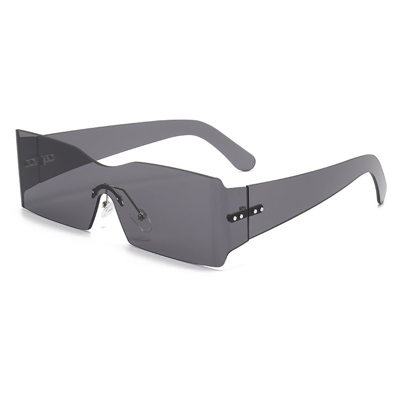 Damen futuristische Mode-Sonnenbrille mit transparentem Gestell Karnz