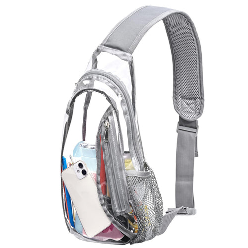 Unisex durchsichtiger Sling-Rucksack mit mehreren Fächern Karnz