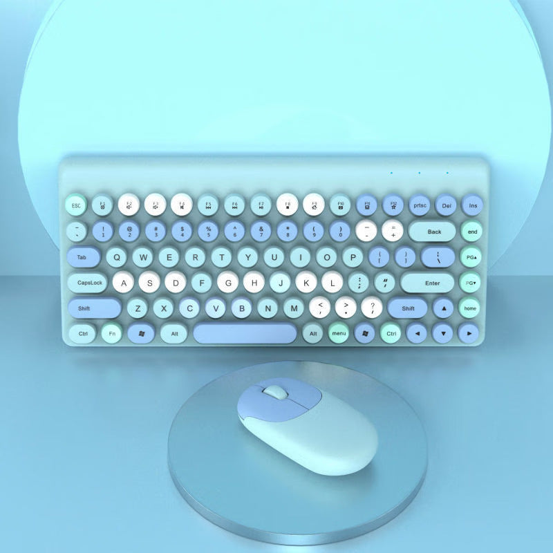 Retro Rundtasten Wireless Tastatur und Maus Set Karnz