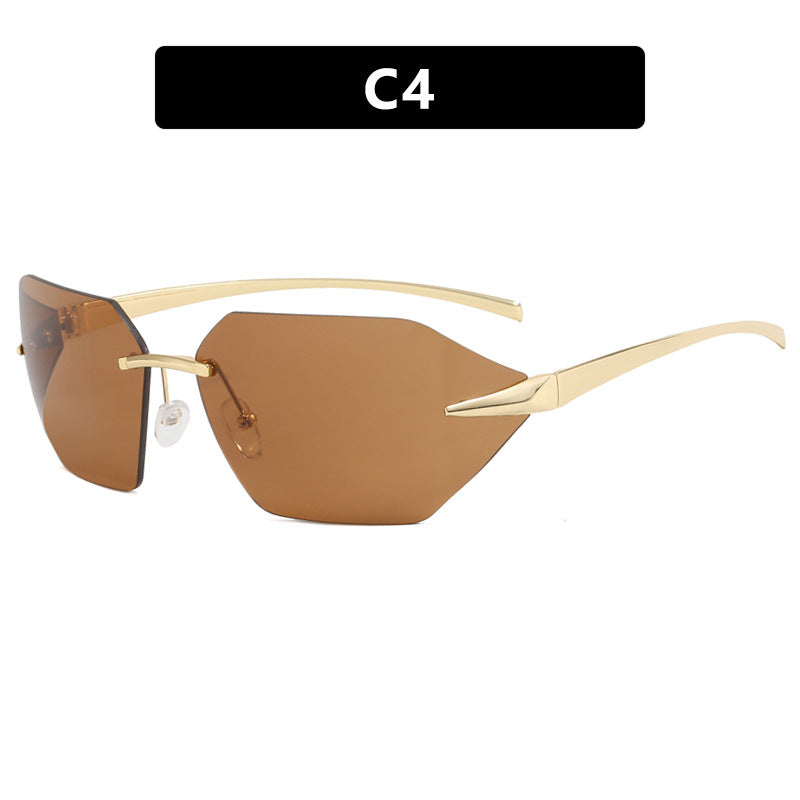 Damen geometrische Sonnenbrille mit elegantem Metallrahmen und polarisierten Gläsern Karnz