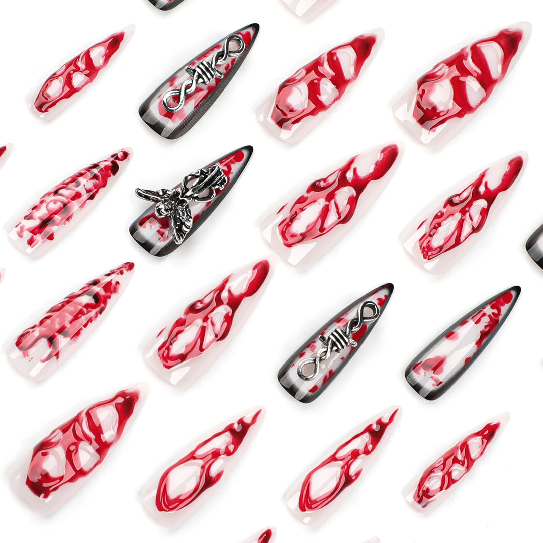 Kunstvolle Stiletto-Nägel mit Blut-und-3D-Design Karnz