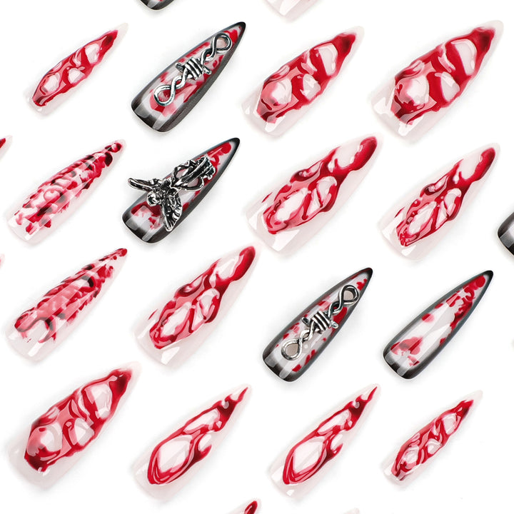 Kunstvolle Stiletto-Nägel mit Blut-und-3D-Design Karnz