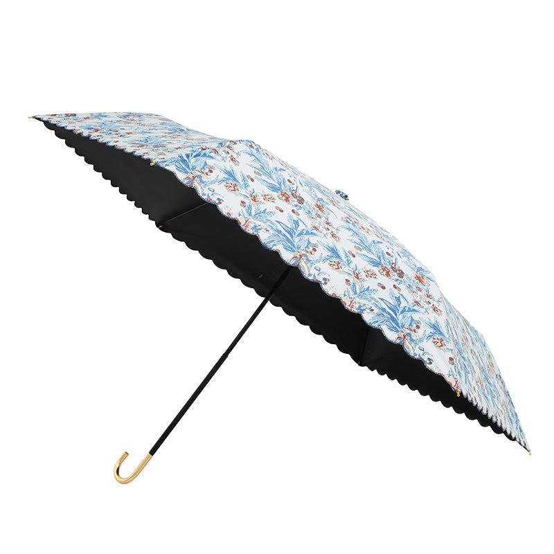 Damen eleganter Automatischer Faltregenschirm mit floralen Details Karnz