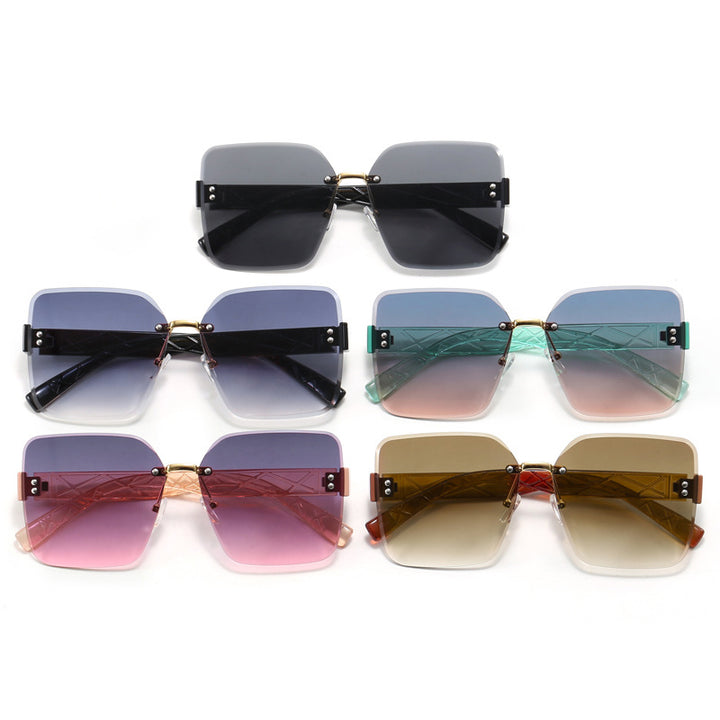 Damen oversized quadratische Sonnenbrille mit modischem Dekor Karnz
