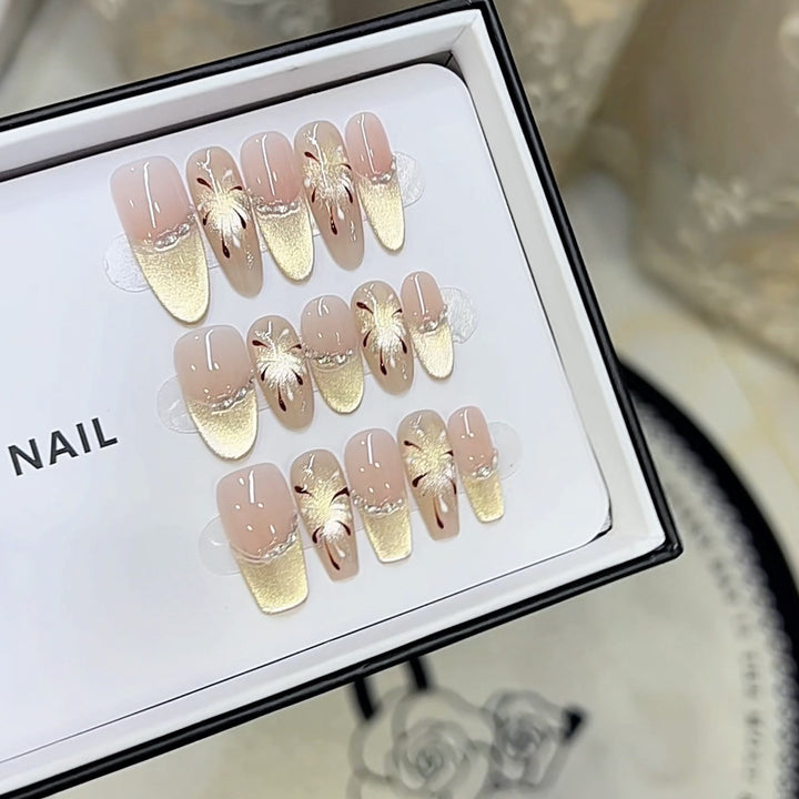 Künstlerisches florales Muster Press-On Nagelset Karnz