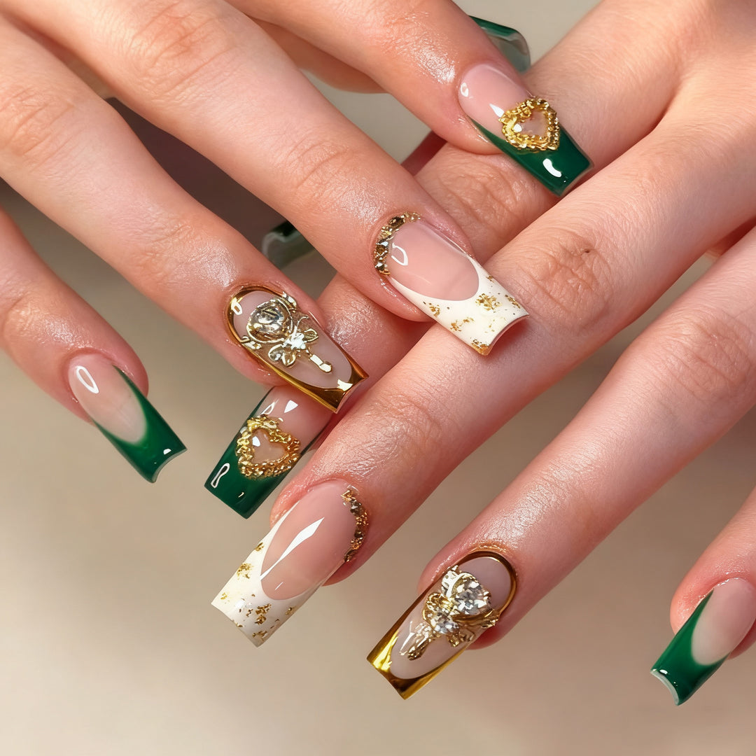 Luxuriöse Acryl-Nagelkunst-Verstärkungen mit Edelsteinakzenten Karnz