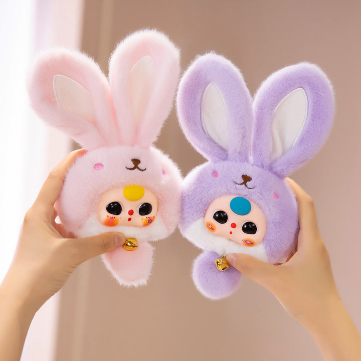 Bunny Plüsch Taschenanhänger mit Glocke und sammelbarem Harzgesicht Karnz
