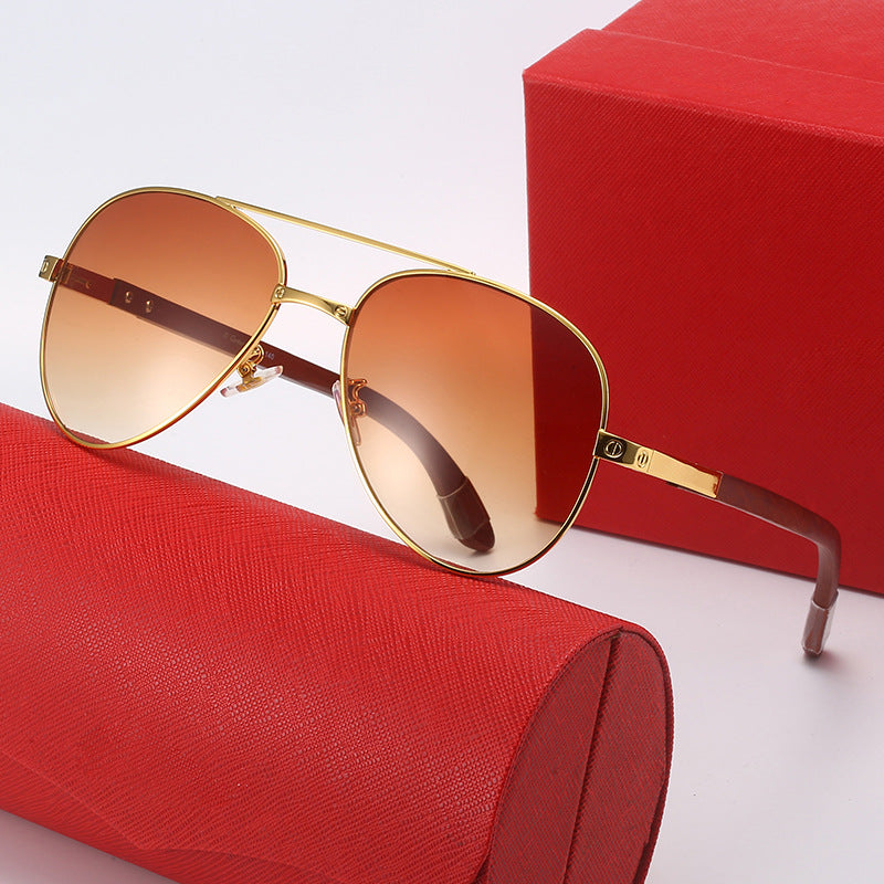 Damen elegante Piloten-Sonnenbrille mit feinem Metallrahmen und UV-Schutz Karnz