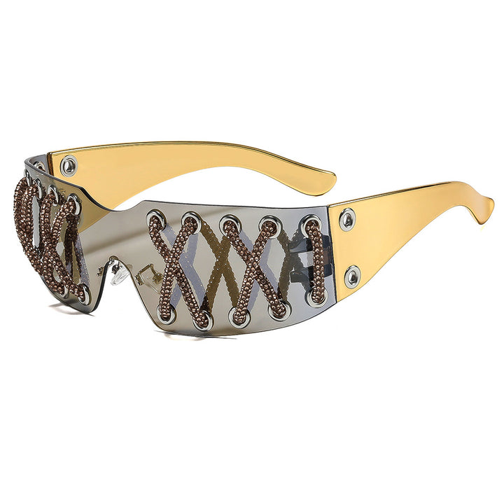 Damen futuristische Design-Sonnenbrille mit einzigartigem Dekor Karnz