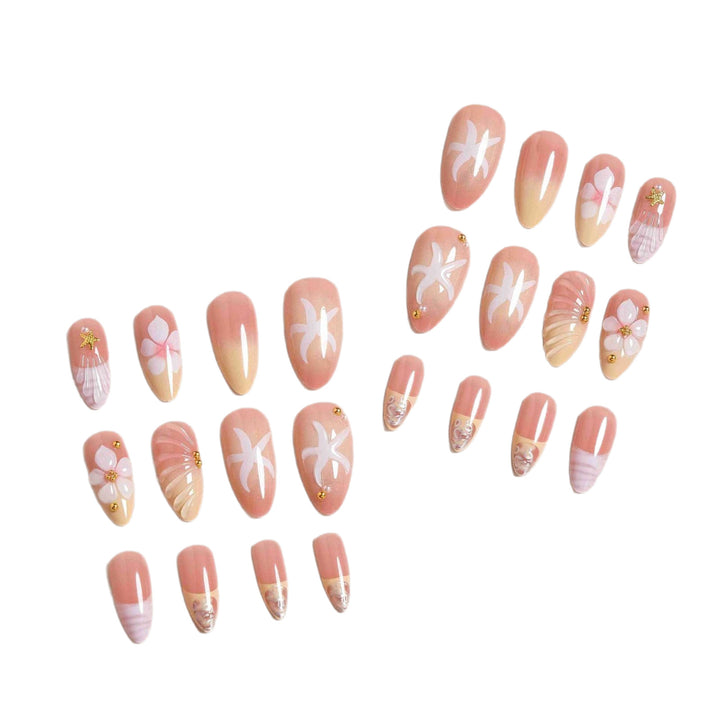 Premium Dekorativer Press-On Nagelset Karnz