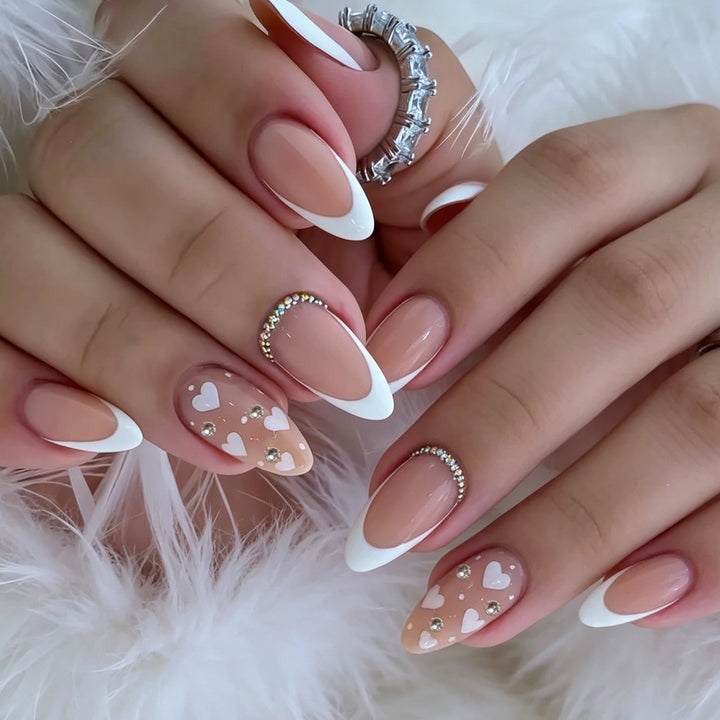 Elegante Mandel-förmige Französische Spitze Nagelkunst Karnz