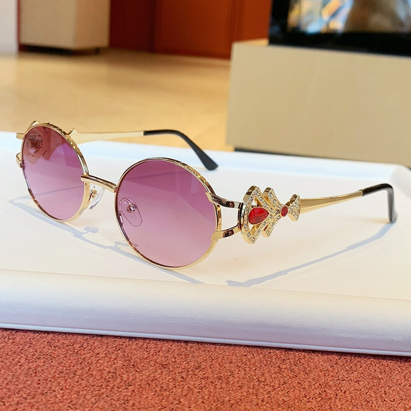 Damen elegante rechteckige Sonnenbrille mit glamourösen Verzierungen Karnz