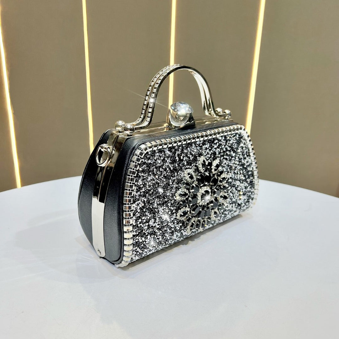 Vintage-inspirierte, mit Kristallen verzierte Handtasche zum Halten