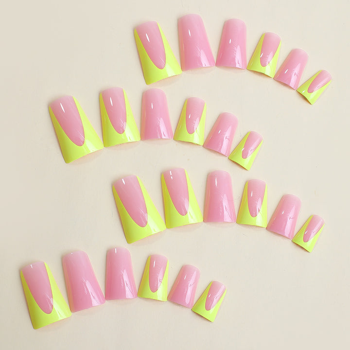 Dekoratives Press-On Nagelkunst-Kit mit lebhaften Farbblockdesigns Karnz