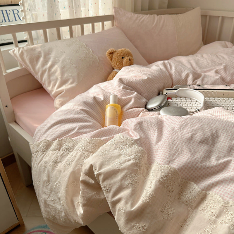 Bestickte Blumen Bettbezug Set