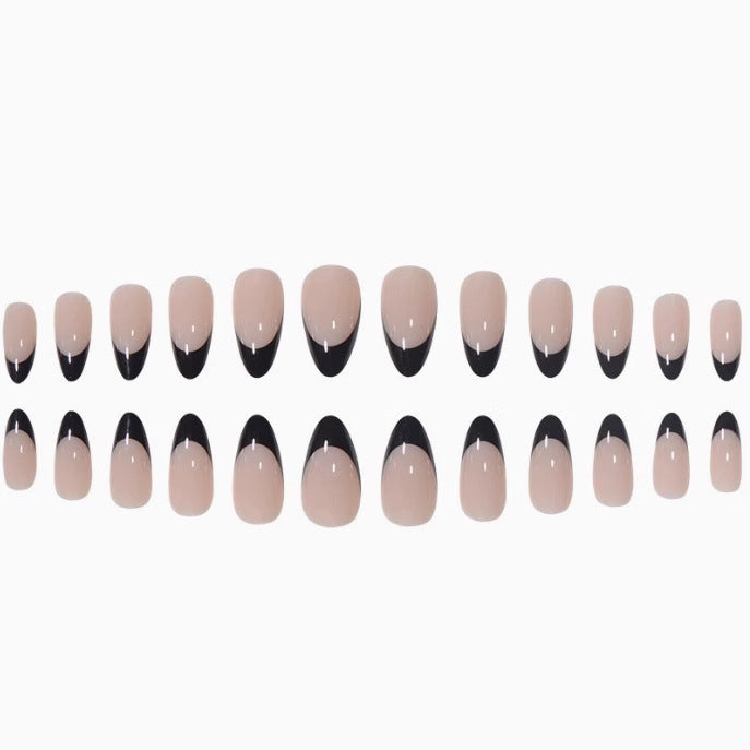 Elegante schwarze French Tip Acryl-Nagelverzierung Karnz