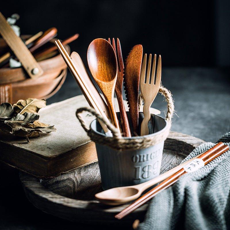 Japanischer schlichter Stil Holzbestecksets | Karnz
