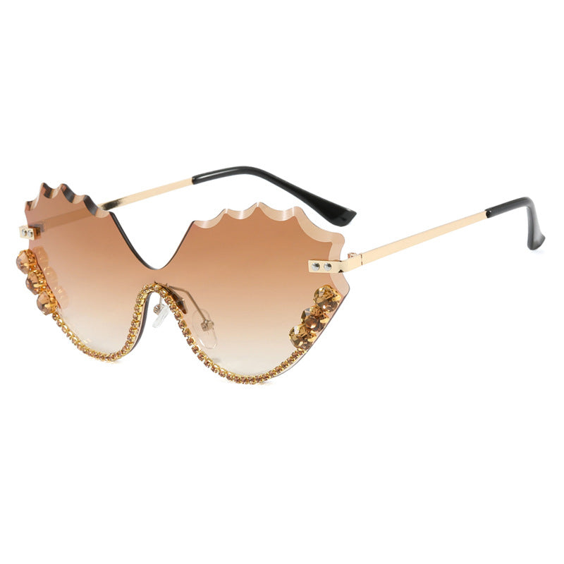 Damen extravagante Sonnenbrille mit glitzerndem Akzent und einzigartigem Design Karnz