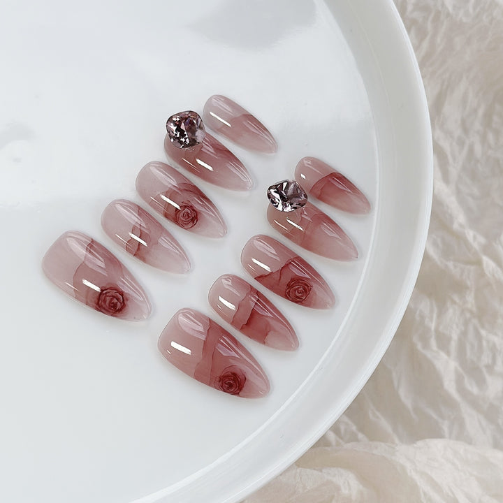 Floral Marble Design Press-On Nägel Set