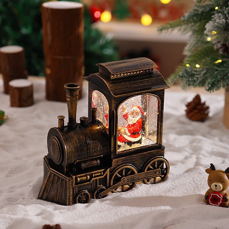 Nostalgische Weihnachtszug-Laterne mit beweglichem Weihnachtsmann Karnz