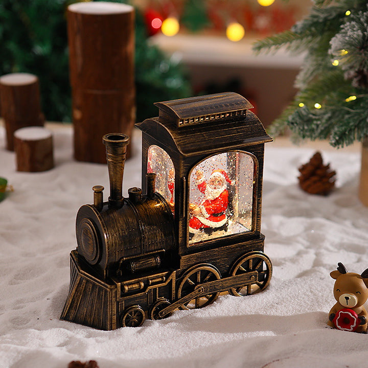 Nostalgische Weihnachtszug-Laterne mit beweglichem Weihnachtsmann Karnz