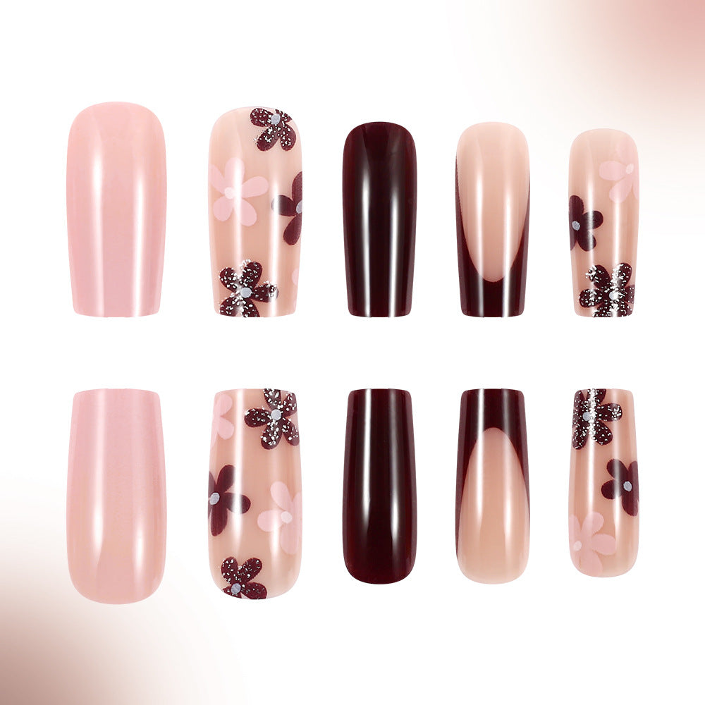 Künstlerisches Floral Gel Nagel Set Karnz
