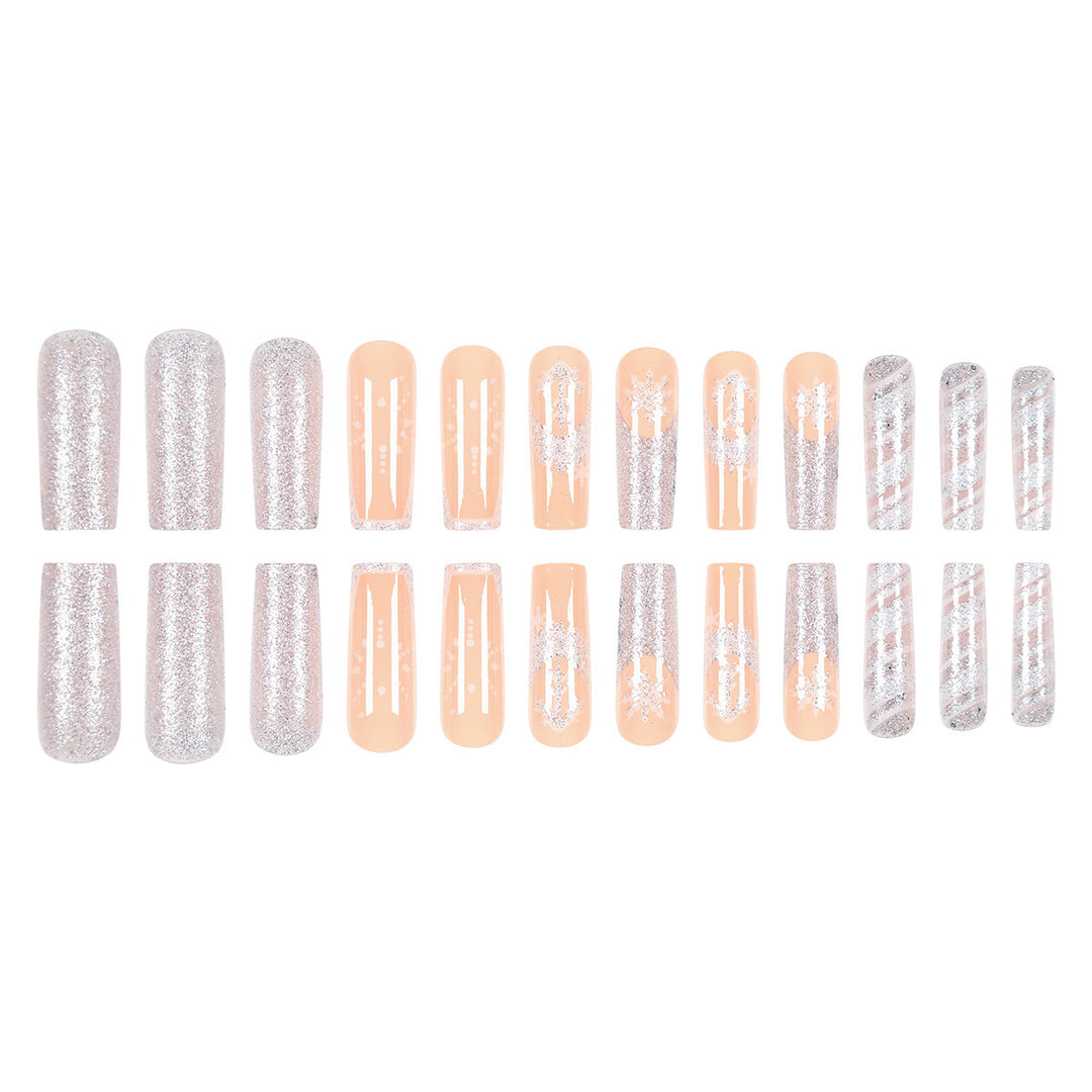 Elegante Lange Press-On Nail Art Karnz