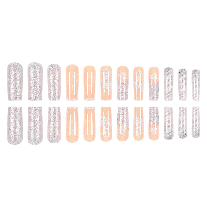 Elegante Lange Press-On Nail Art Karnz